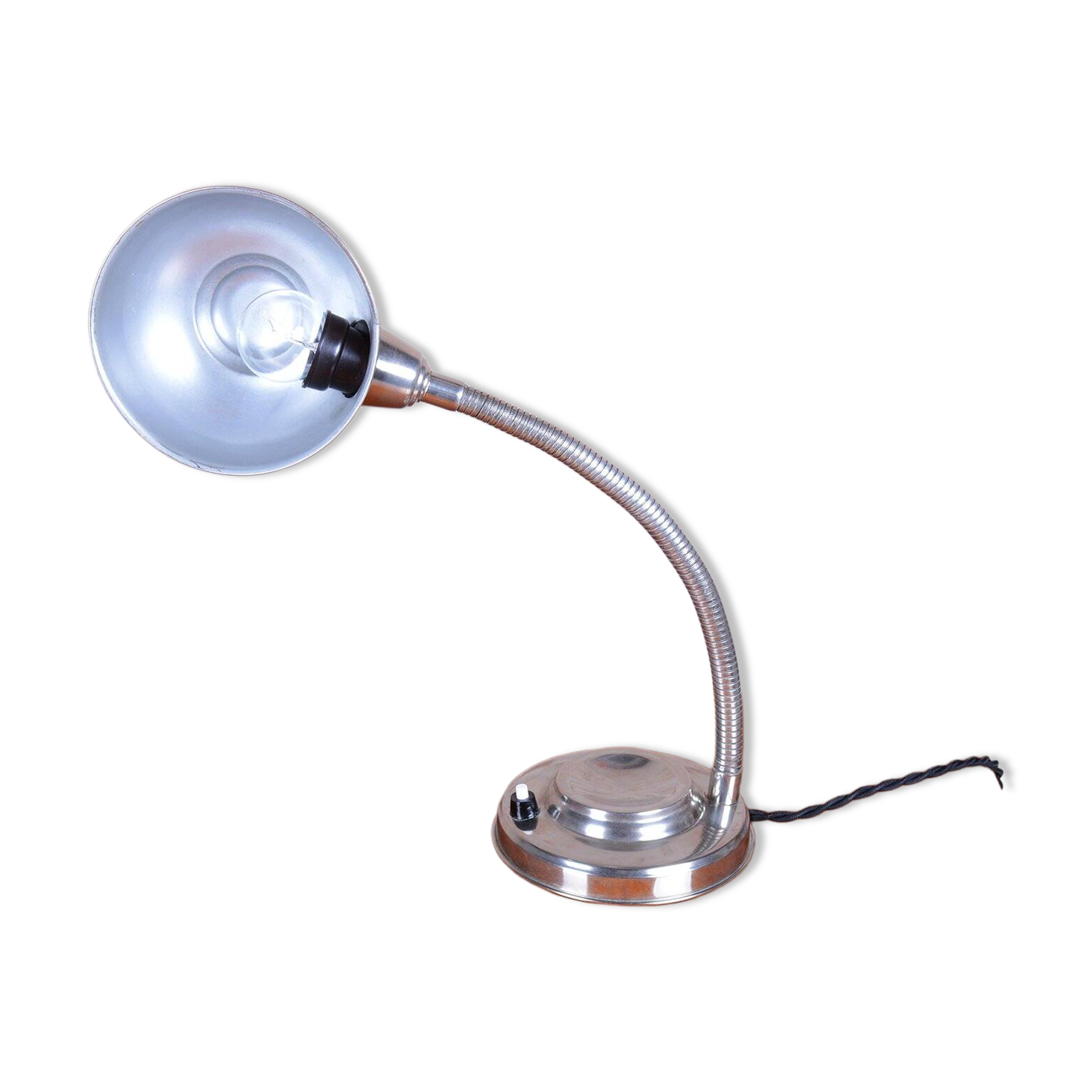 Czech Bauhaus Table Lamp in Chromed Steel and Aluminium by J. Vorel, 1930s
