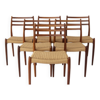 Set 6 Niels Moller Chairs, model 78, Rosewood, 1960s, Danish, Vintage