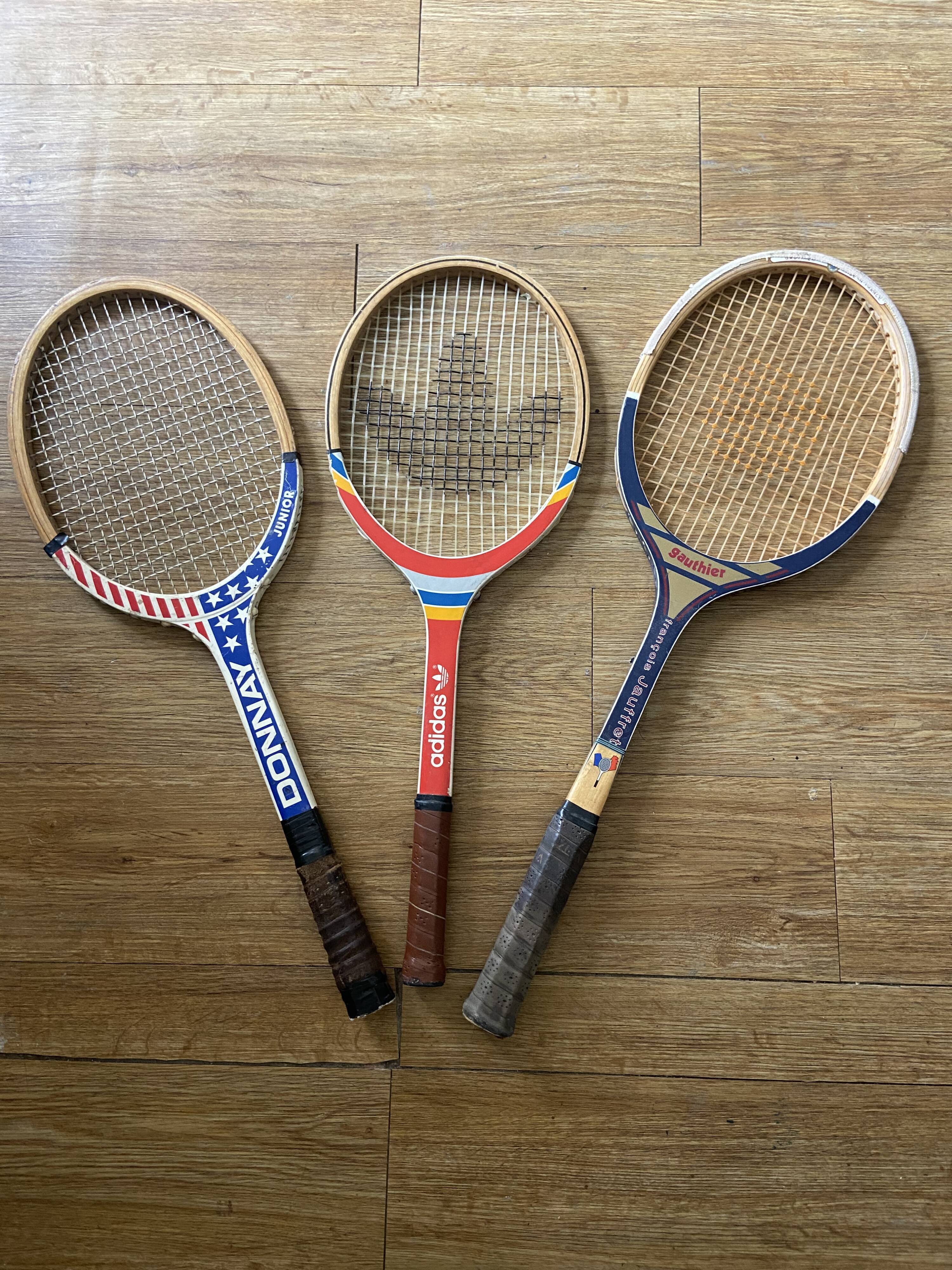 Series of 3 vintage wooden rackets