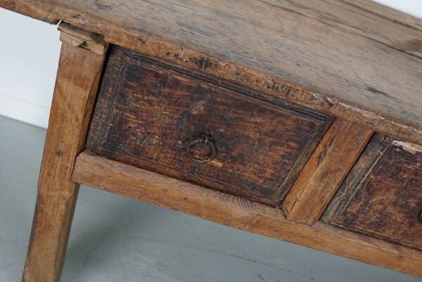 Table d'Appoint / Console Antique de Ferme Rustique Espagnole en Châtaignier, 18ème Siècle