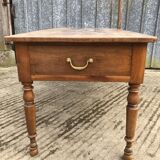 Antique cherry farmhouse table with 2 drawers and 1 pull-out