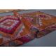 1970s Turkish Handmade Orange Diamond Wool Runner Rug 87x325