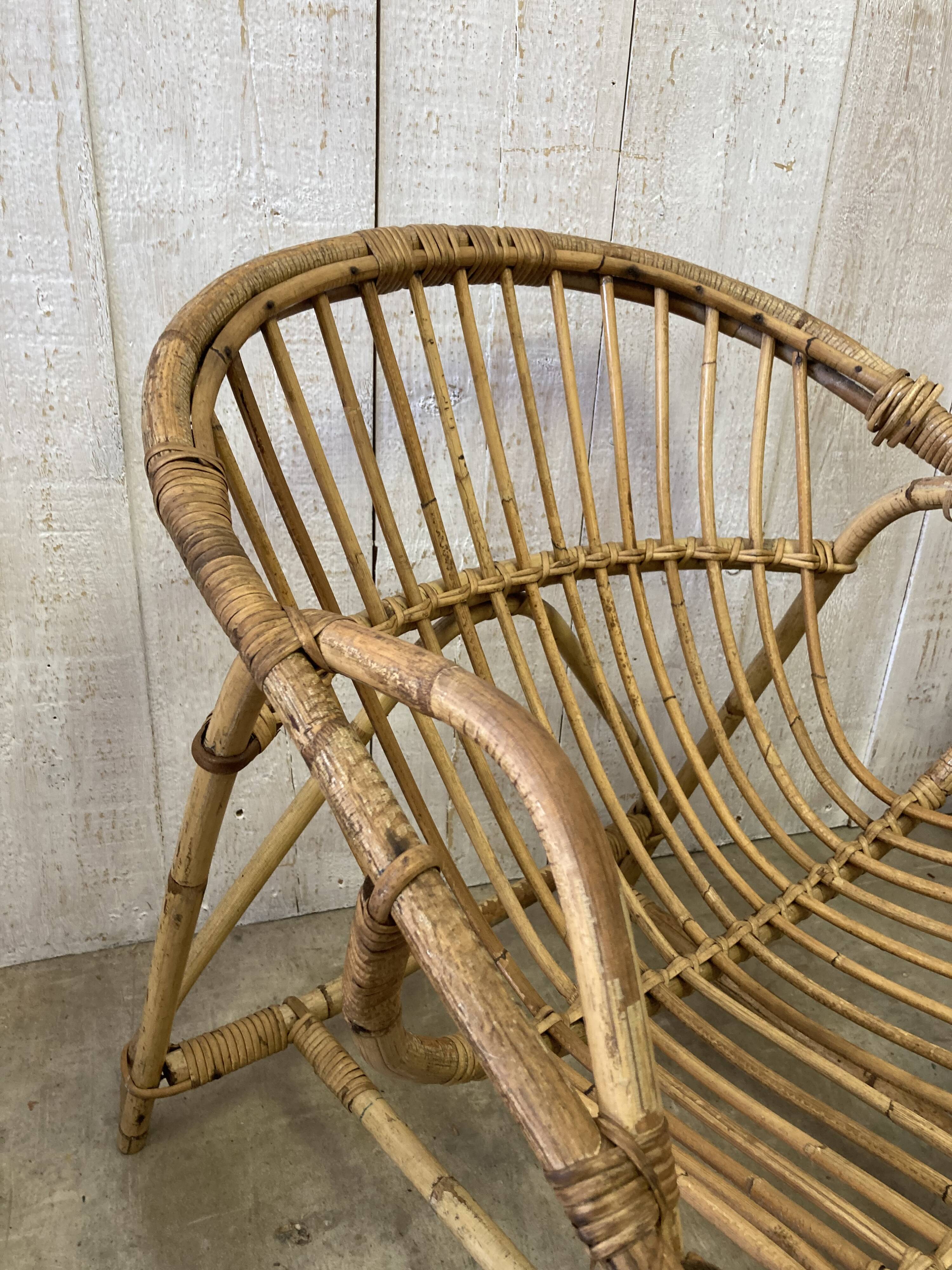 Pair of vintage rattan armchairs
