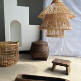 Rattan pendant lamp or light in the shape of an Asian lantern