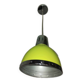 Space art green cone pendant light with chrome surround from the 80s