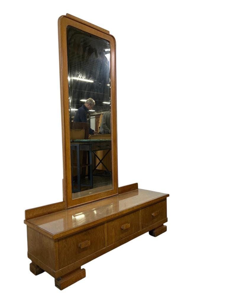 Meuble bas, d'entrée vintage en bois avec miroir