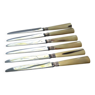 6 old table knives signed J Ott Coutellerie de Colmar