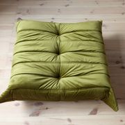 Armchair and pouffe Togo in green olive velvet model designed by Michel Ducaroy 1973