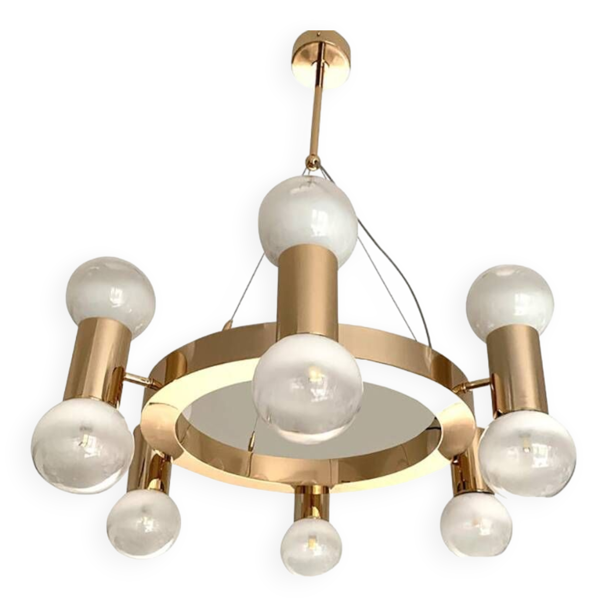 Lustre contemporain de luxe à anneaux avec sphères blanches dégradées par SimoEng
