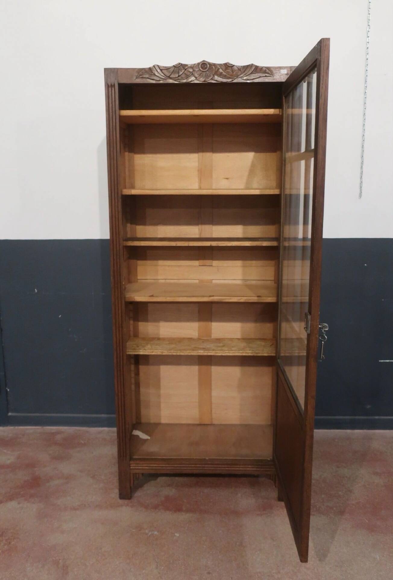 Armoire vitrine porte vitrée bois art déco