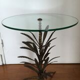 Vegetal leg table with glass top