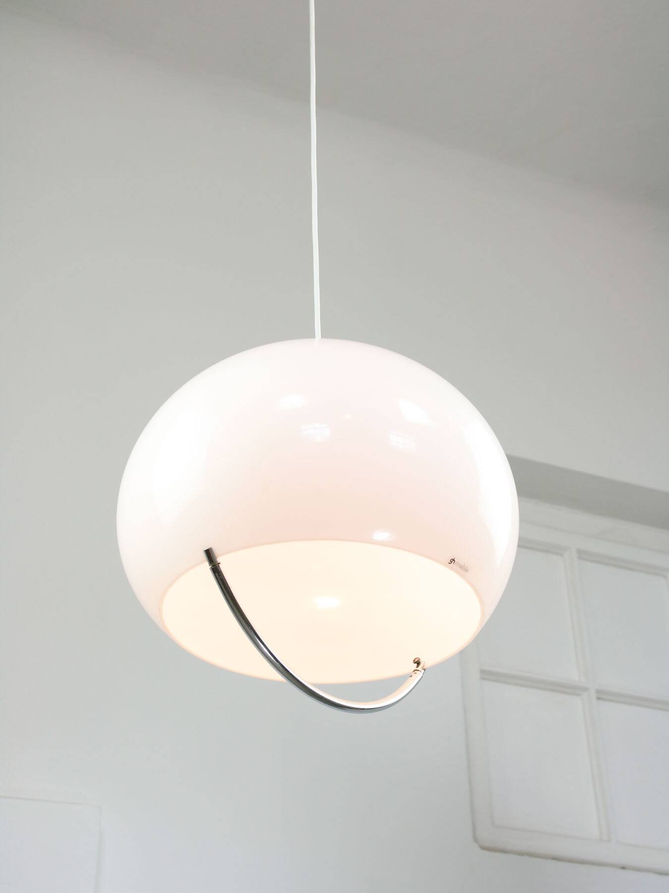 White Space Age Jolly Pendant Lamp from Guzzini, 60s