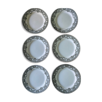 Lot de 6 assiettes plates anciennes en terre de fer