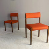 Set of 4 1960’s mid century dining chairs with orange fabric upholstery