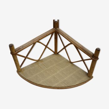 Wooden wall shelf in rattan bamboo