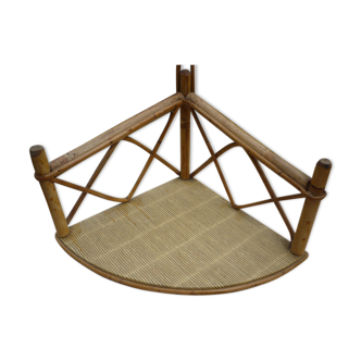 Wooden wall shelf in rattan bamboo