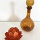 Biot blown glass amber bottle