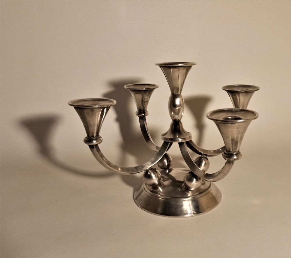 Candelabra 6 branches 50s silver metal