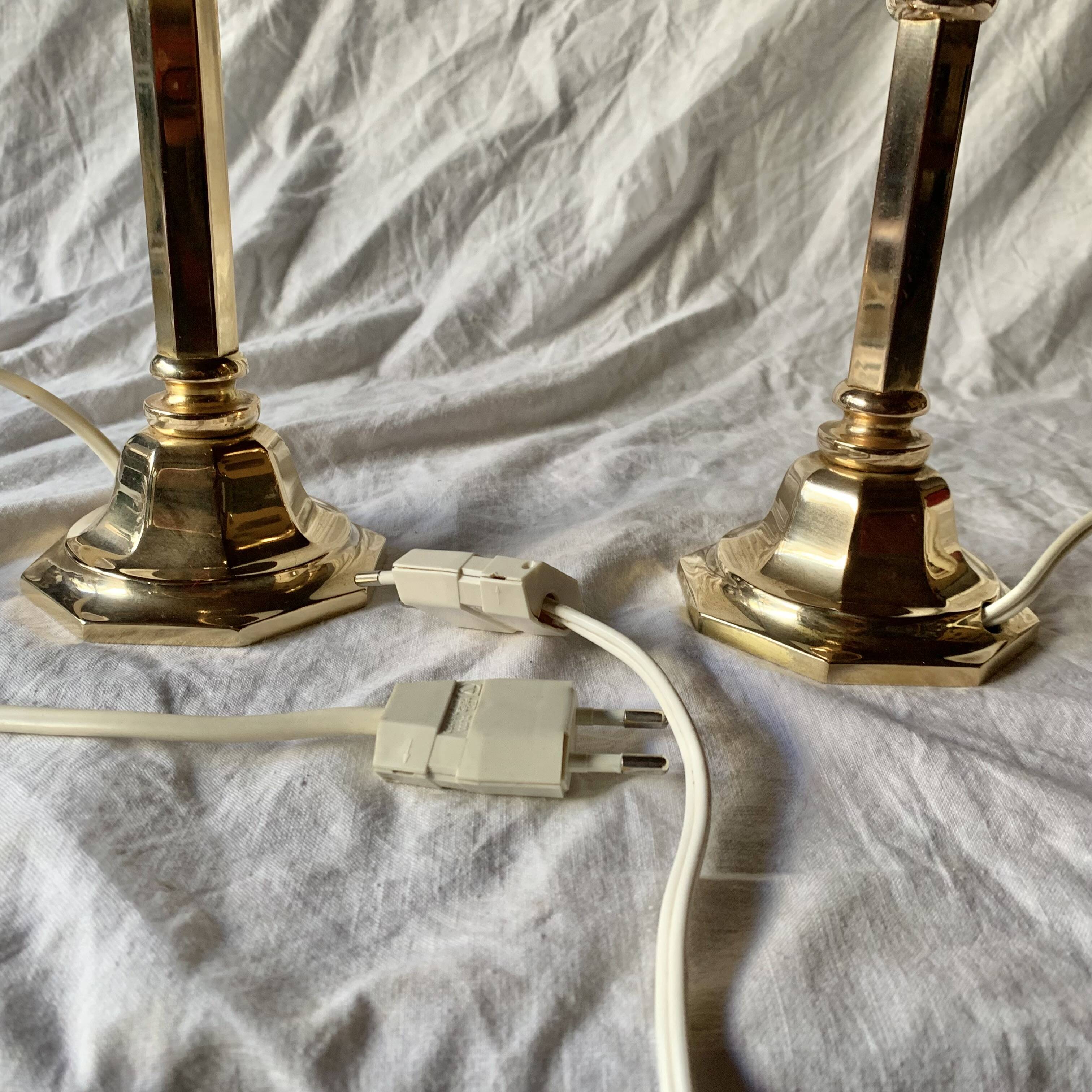 Pair of vintage brass lamp bases