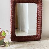 Vintage rattan wall mirror