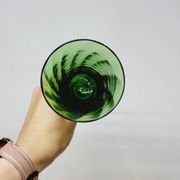 6 Champagne Flutes in Twisted Blown Glass 2 Colors Green and Amber