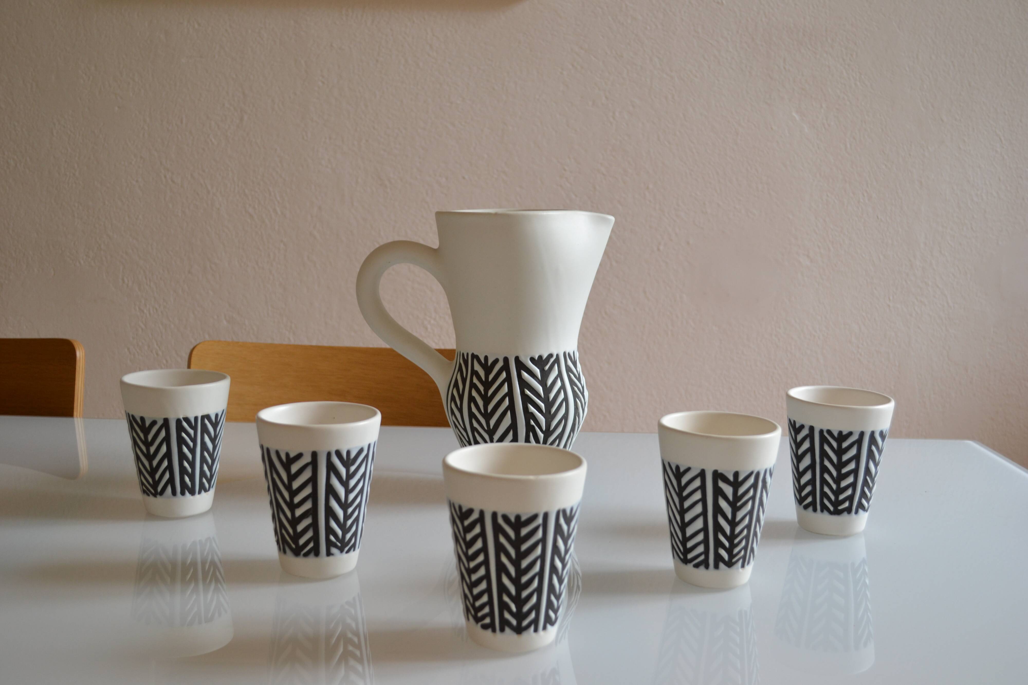 Roger Capron (1922 2006) orangeade service in enamelled tin earthenware