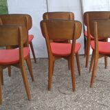Set of 6 vintage red leatherette chairs