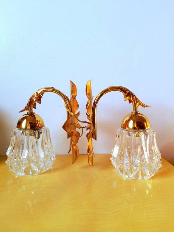 Paire D'Appliques Feuilles D'Acanthes 1970