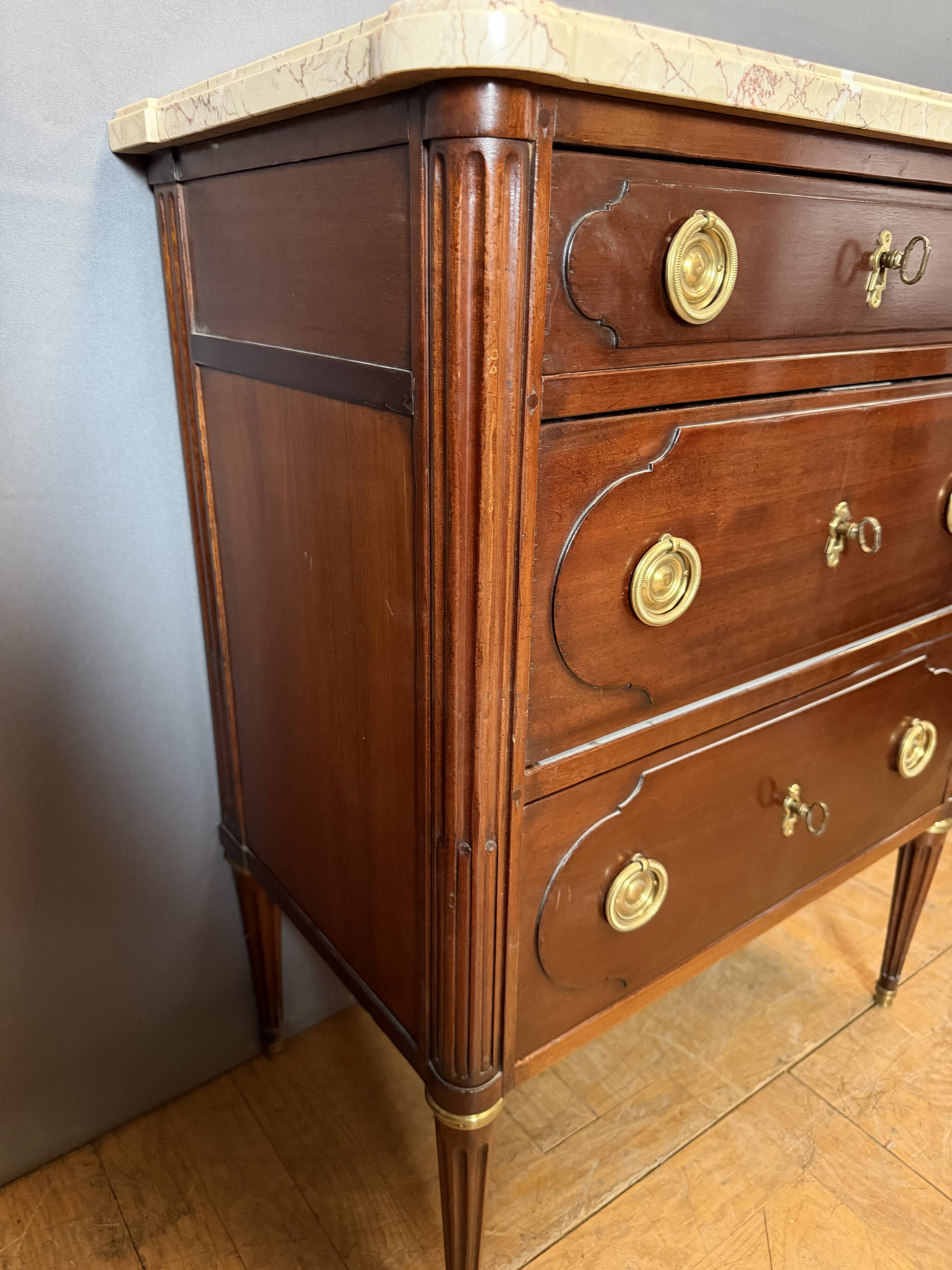 Louis XVI commode in mahogany stamped Mailfert