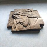 Wooden painting representing Christ Art Deco.