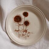 Set of 6 dessert plates in Sarreguemines sandstone, thistle pattern