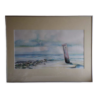 Acrylic painting on cardboard signed sigrid h eriks 2004 under glass