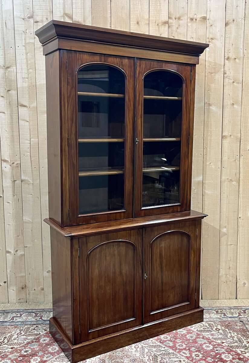 19th century Victorian 2-body bookcase in mahogany