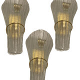 Large Venetian Murano Glass Sconces Set of 3