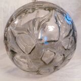 Set of 2 smoked glass ball suspensions by Doria Leuchten, Germany, 1970s.