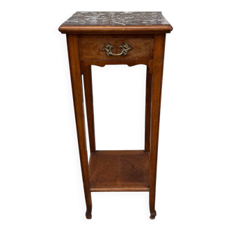 Old bedside table, marble top