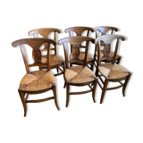 6 chaises anciennes en bois et assise en paille