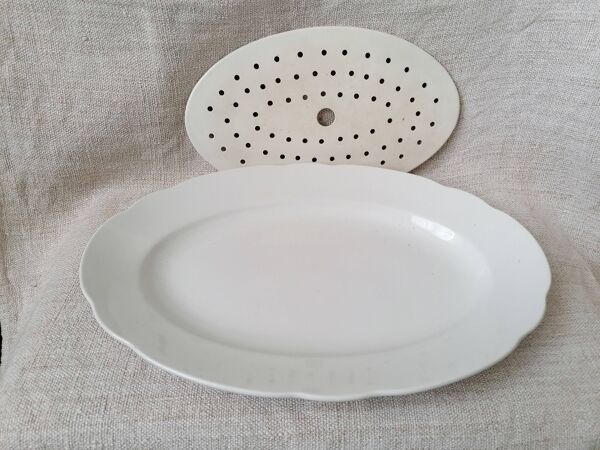 Plat et son drainer en faïence Société Céramique Maastricht