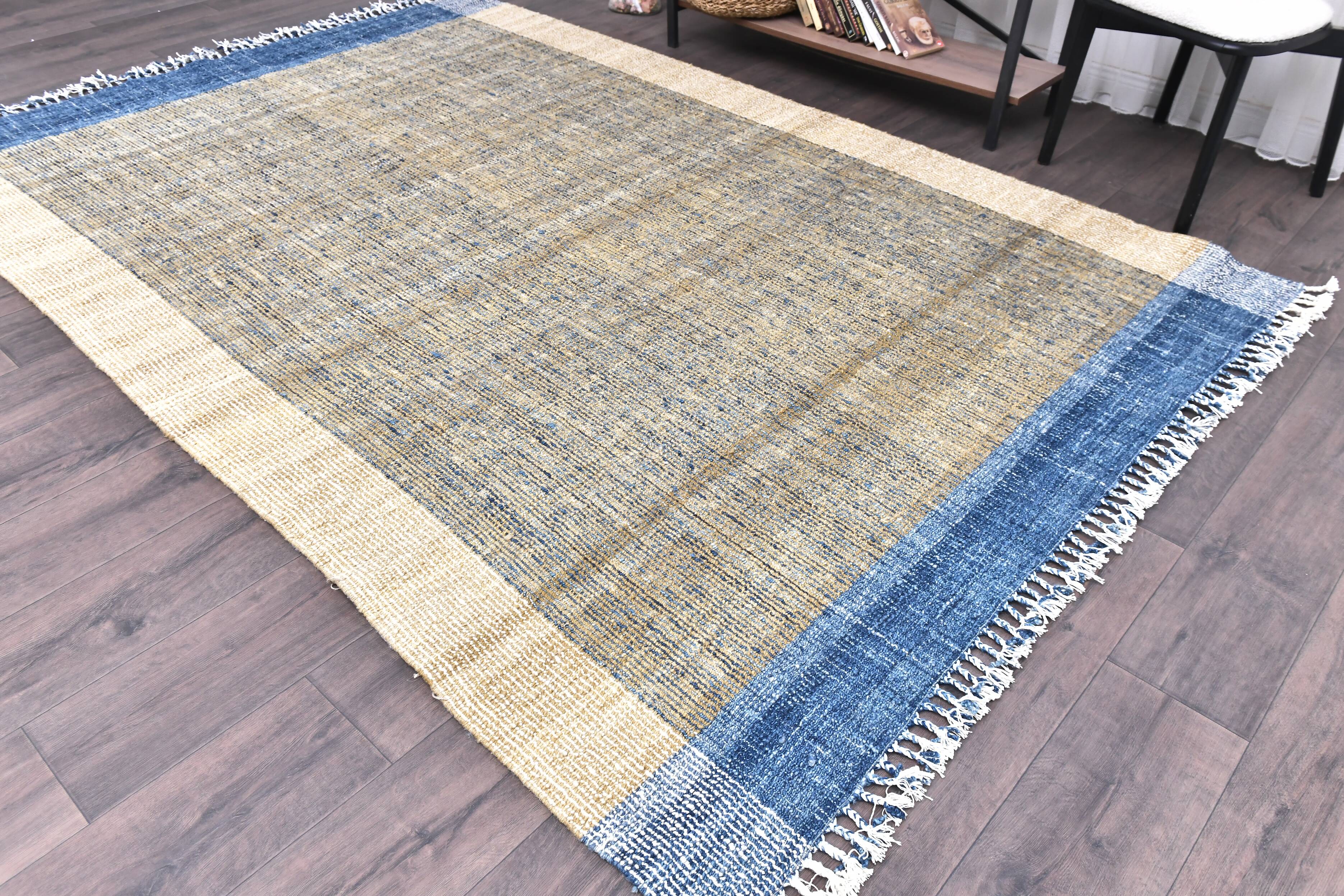 Mustard Kilim Rug- Yellow Blue Kilim Rug 190x290cm wool kilim tapi