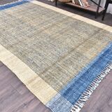Mustard Kilim Rug- Yellow Blue Kilim Rug 190x290cm wool kilim tapi