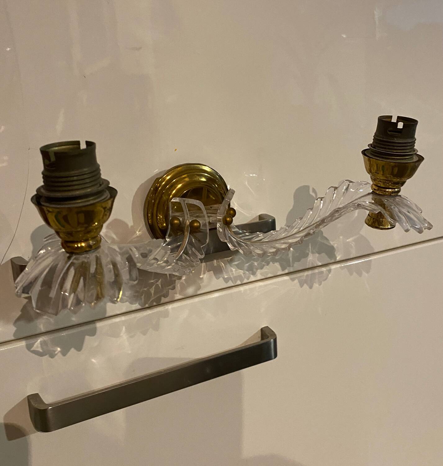 Double brass wall light from the 60s