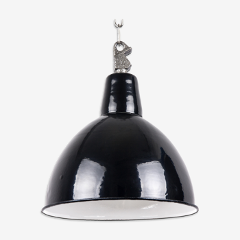 Industrial enamel lamp from Poland, black colour, 1960