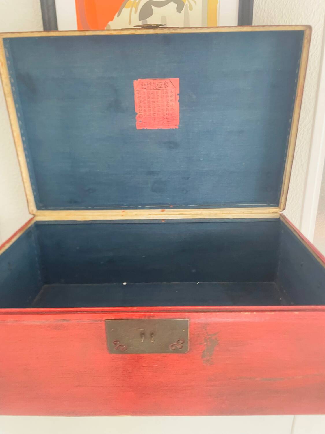 19th century red lacquered Chinese trunk