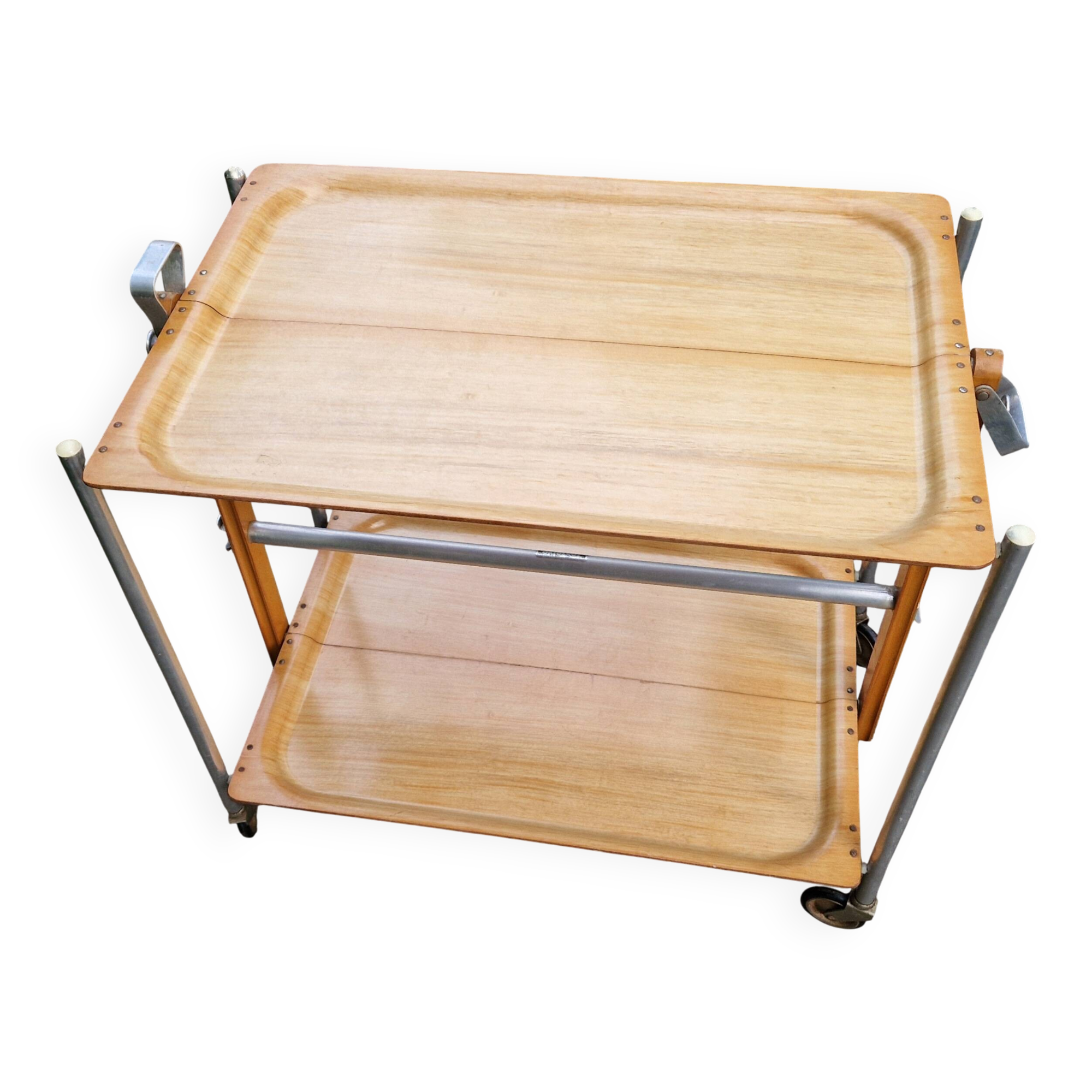 Vintage Textable folding rolling serving cart from the 1960s-70s