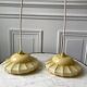 Pair of suspensions in opaline glass cream and silver border art deco 30s