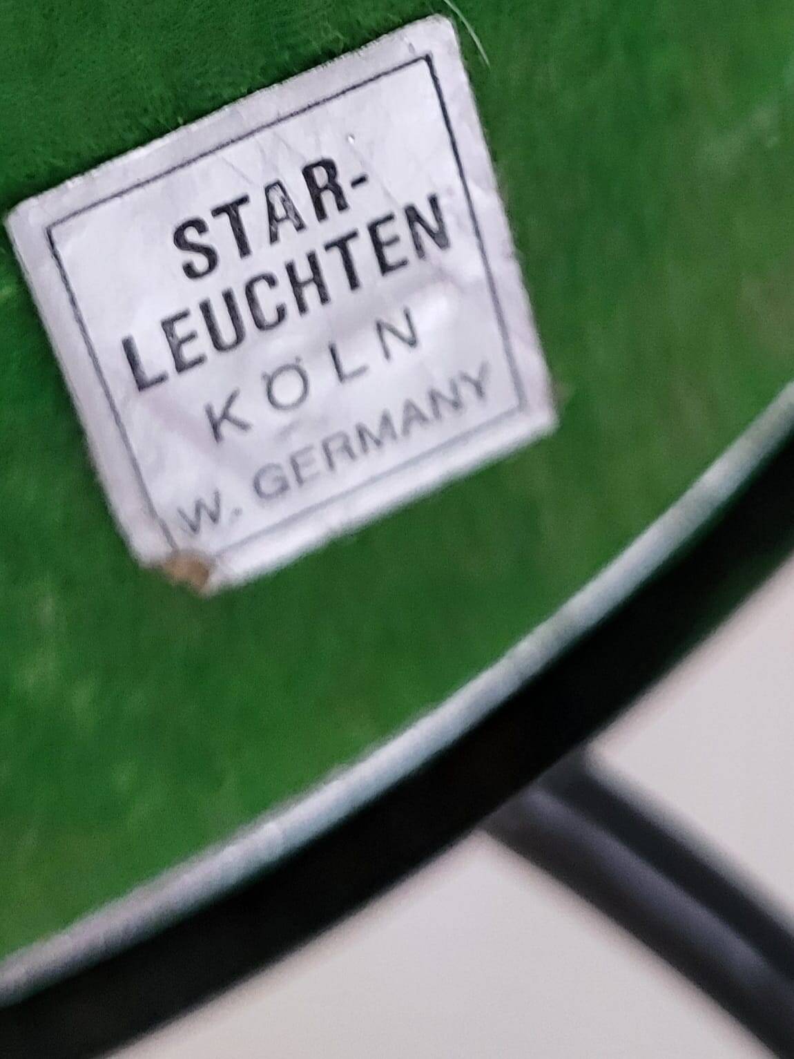 Lampe tafel vintage Star-Leuchten Köln (Allemagne de l'Ouest) chrome & fluweelrode kap