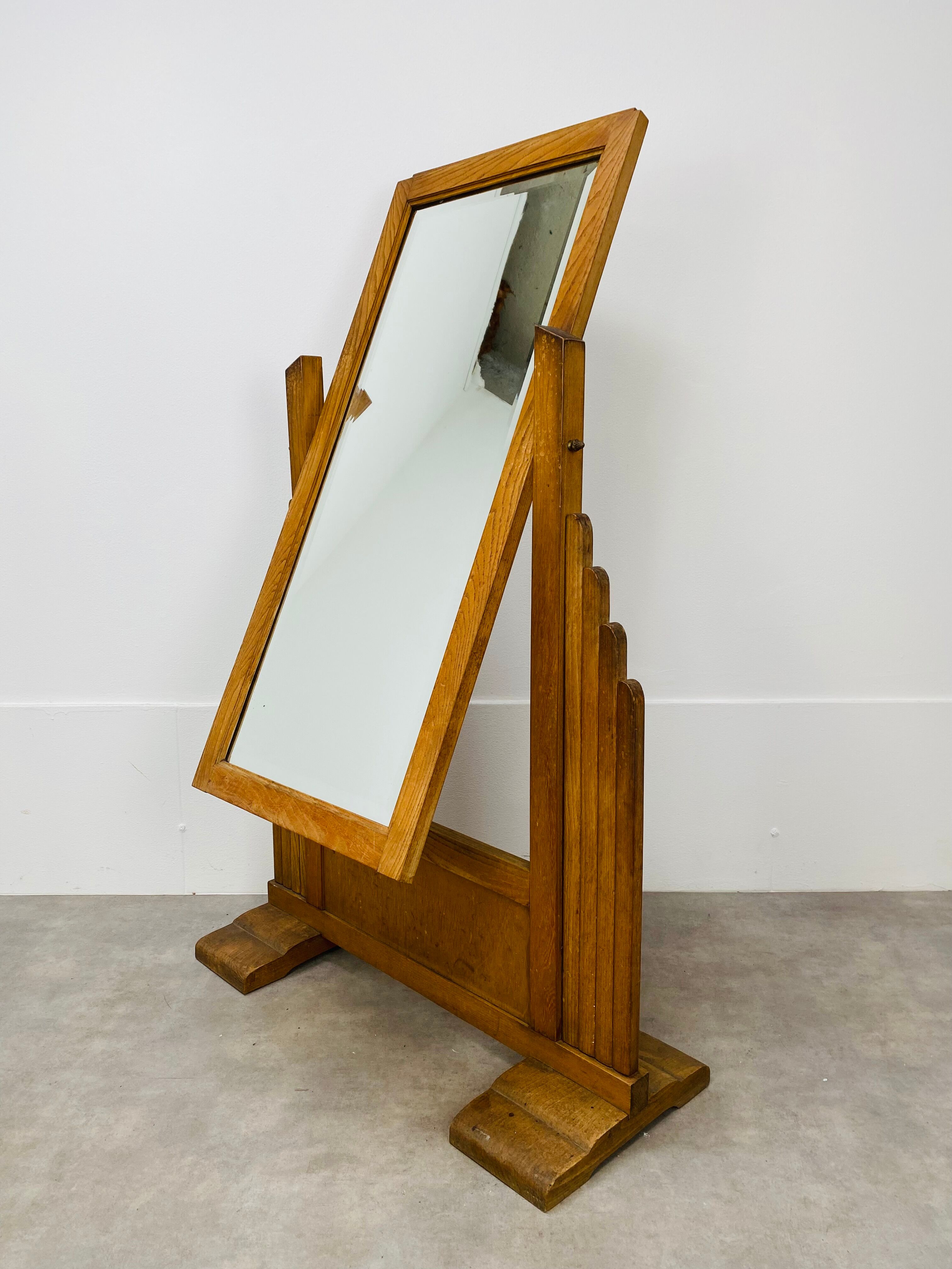 Mirror psyche art deco oak 1930