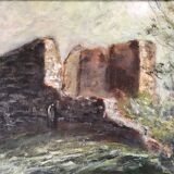Tableau ancien paysage signé M Cornu des années 1980