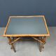 Bamboo side table with mirror top from France, 1940s