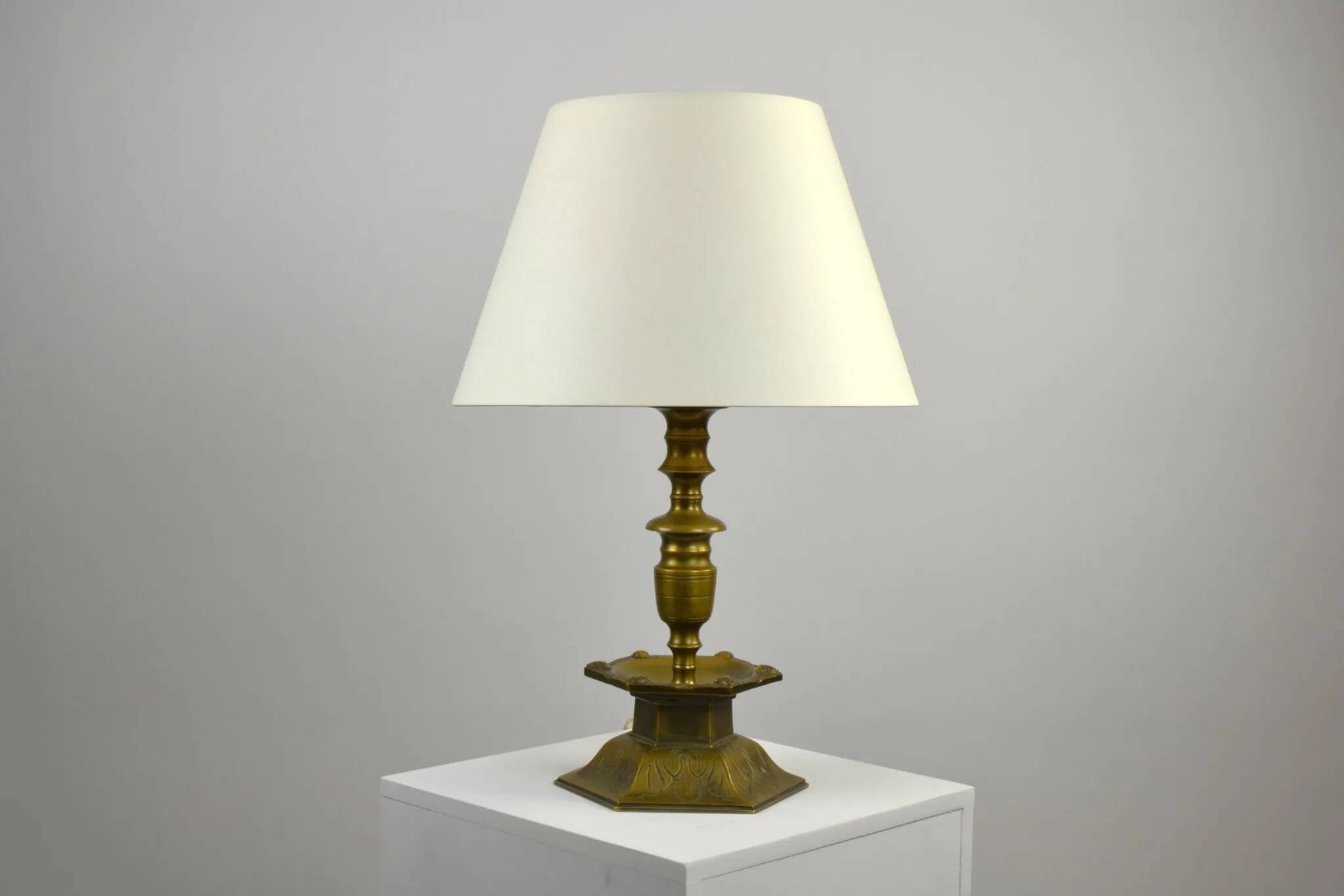 Solid Brass Table Lamp by Oscar Antonssons for Ystad-Metall, Sweden, 1940s